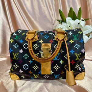 Louis Vuitton Speedy 30 Murakami Multicolor Noir. Beautiful Canvas